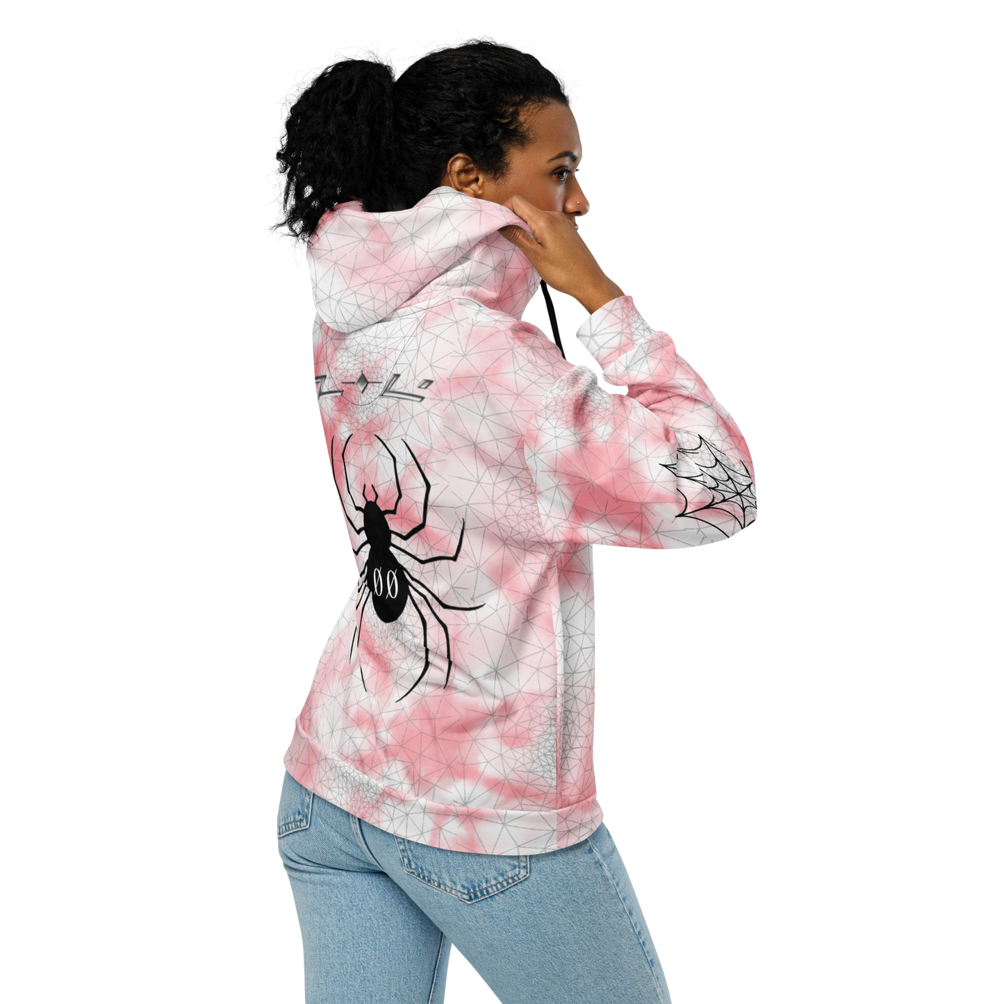 Pink spider zip hoodie